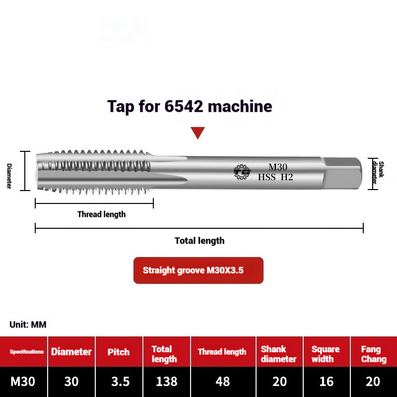 1095-Machine taps straight flute taps tapping high-speed steel fine teeth tapping drill bit m5m6m8m10m12 Shandong Denso Pricision Tools Co.,Ltd.
